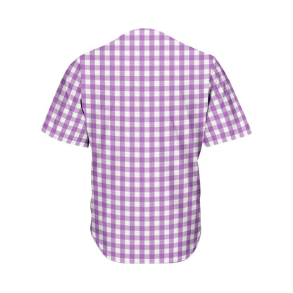 Purple And White Check Pattern Print Men's Baseball Jersey