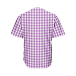 Purple And White Check Pattern Print Men's Baseball Jersey