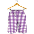 Purple And White Check Pattern Print Men's Shorts