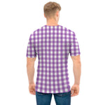 Purple And White Check Pattern Print Men's T-Shirt