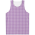 Purple And White Check Pattern Print Men's Tank Top