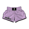 Purple And White Check Pattern Print Muay Thai Boxing Shorts