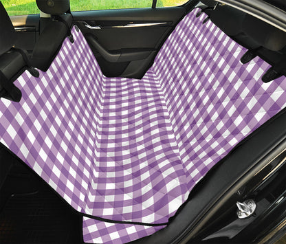 Purple And White Check Pattern Print Pet Car Back Seat Cover