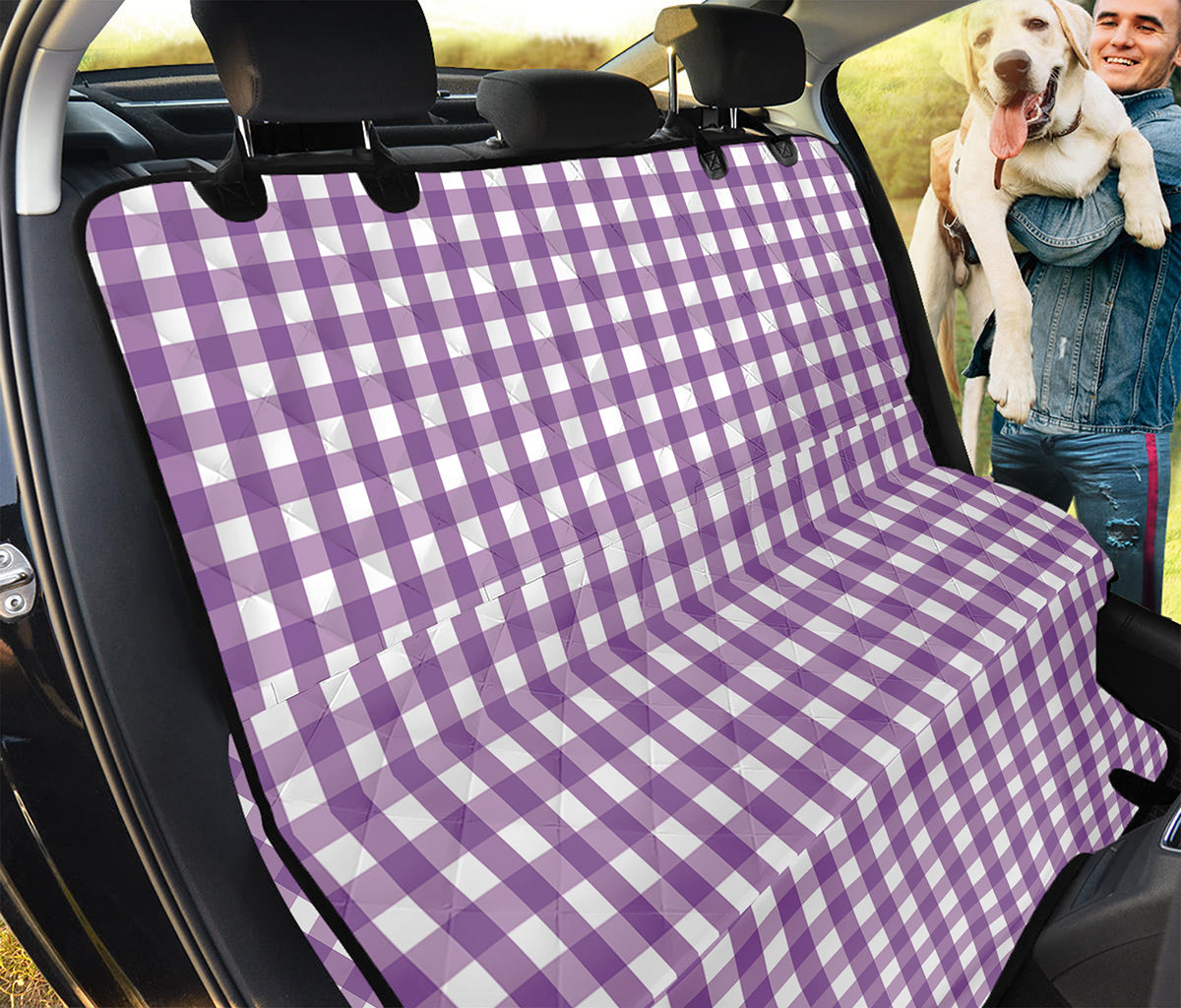 Purple And White Check Pattern Print Pet Car Back Seat Cover