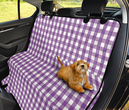 Purple And White Check Pattern Print Pet Car Back Seat Cover