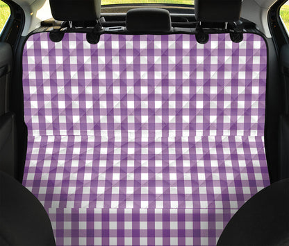 Purple And White Check Pattern Print Pet Car Back Seat Cover