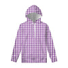 Purple And White Check Pattern Print Pullover Hoodie