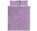 Purple And White Check Pattern Print Quilt Bed Set