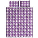 Purple And White Check Pattern Print Quilt Bed Set
