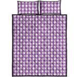 Purple And White Check Pattern Print Quilt Bed Set