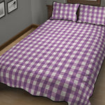 Purple And White Check Pattern Print Quilt Bed Set