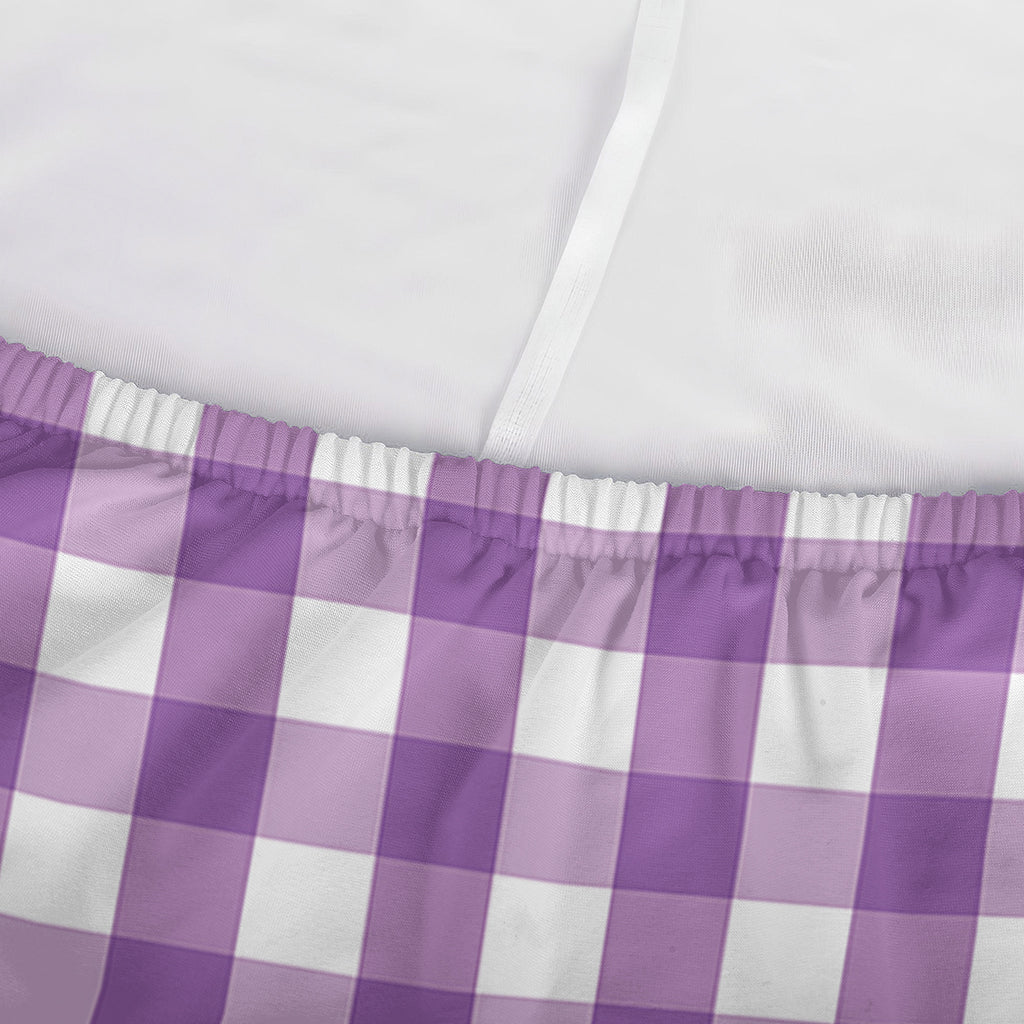 Purple And White Check Pattern Print Sofa Cover