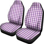 Purple And White Check Pattern Print Universal Fit Car Seat Covers
