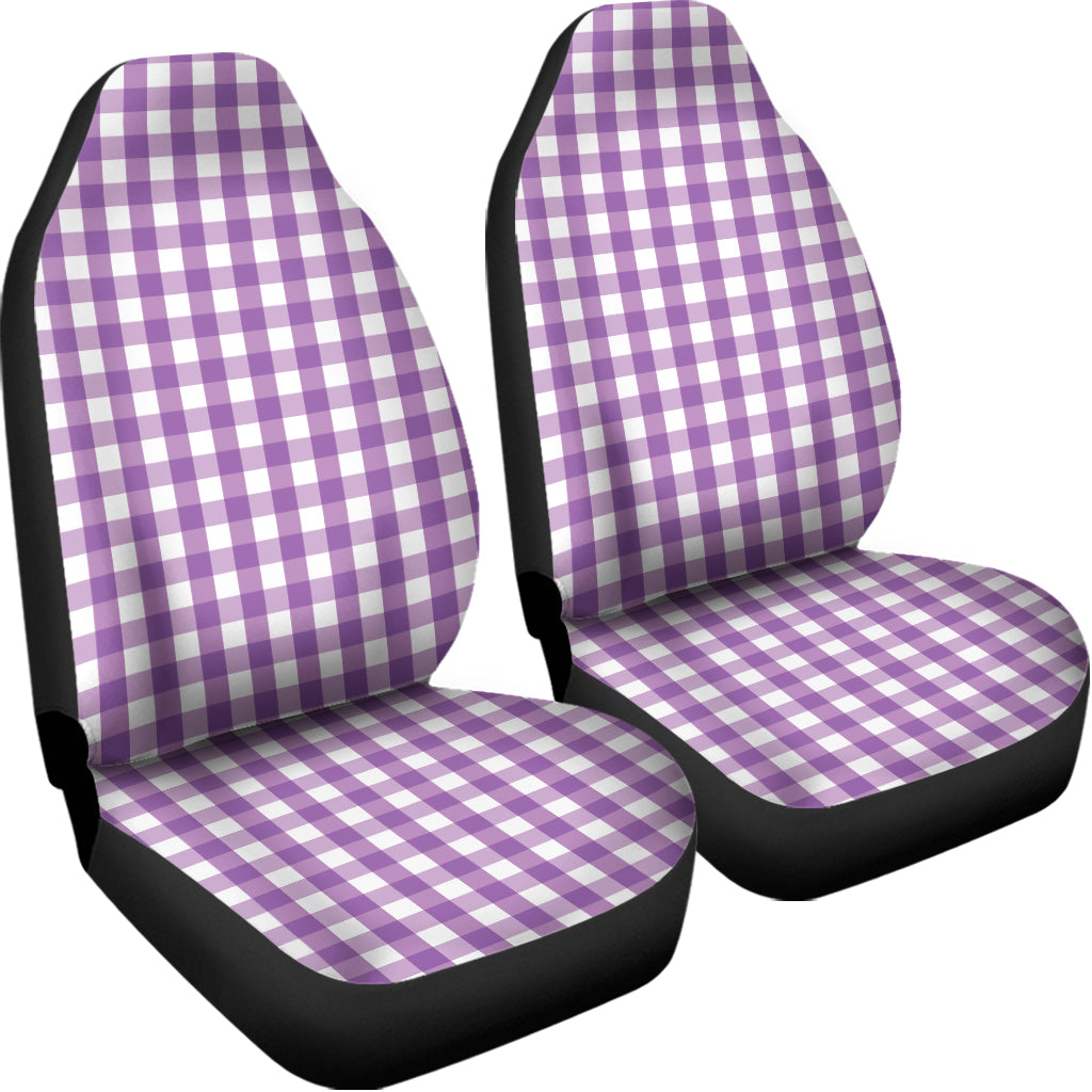 Purple And White Check Pattern Print Universal Fit Car Seat Covers