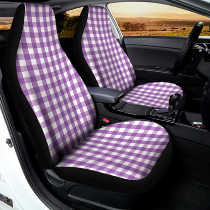 Purple And White Check Pattern Print Universal Fit Car Seat Covers