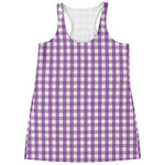 Purple And White Check Pattern Print Women's Racerback Tank Top