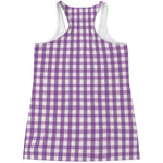 Purple And White Check Pattern Print Women's Racerback Tank Top