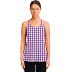 Purple And White Check Pattern Print Women's Racerback Tank Top
