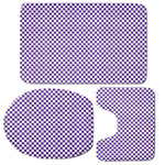 Purple And White Checkered Pattern Print 3 Piece Bath Mat Set