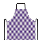 Purple And White Checkered Pattern Print Apron