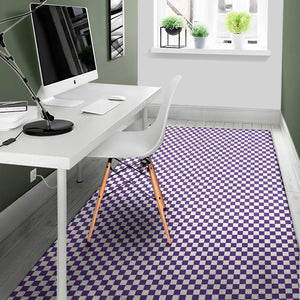 Purple And White Checkered Pattern Print Area Rug