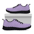 Purple And White Checkered Pattern Print Black Running Shoes