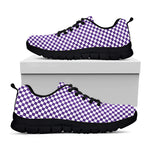 Purple And White Checkered Pattern Print Black Sneakers