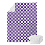Purple And White Checkered Pattern Print Blanket
