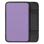 Purple And White Checkered Pattern Print Car Center Console Cover