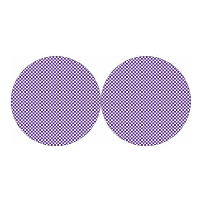 Purple And White Checkered Pattern Print Car Coasters