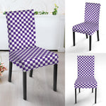 Purple And White Checkered Pattern Print Dining Chair Slipcover