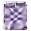 Purple And White Checkered Pattern Print Duvet Cover Bedding Set
