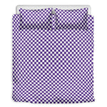 Purple And White Checkered Pattern Print Duvet Cover Bedding Set