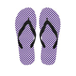 Purple And White Checkered Pattern Print Flip Flops