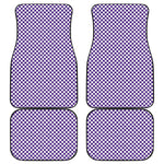 Purple And White Checkered Pattern Print Front and Back Car Floor Mats
