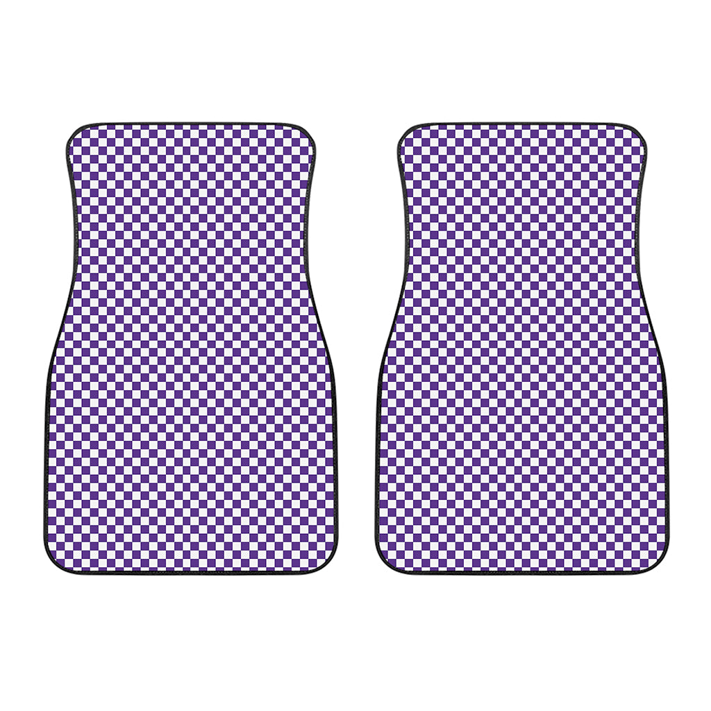 Purple And White Checkered Pattern Print Front Car Floor Mats