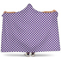 Purple And White Checkered Pattern Print Hooded Blanket