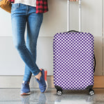 Purple And White Checkered Pattern Print Luggage Cover