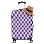 Purple And White Checkered Pattern Print Luggage Cover