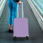 Purple And White Checkered Pattern Print Luggage Cover