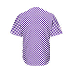 Purple And White Checkered Pattern Print Men's Baseball Jersey