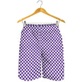 Purple And White Checkered Pattern Print Men's Shorts