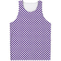 Purple And White Checkered Pattern Print Men's Tank Top