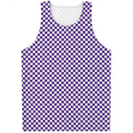 Purple And White Checkered Pattern Print Men's Tank Top