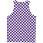Purple And White Checkered Pattern Print Men's Tank Top