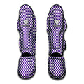 Purple And White Checkered Pattern Print Muay Thai Shin Guards