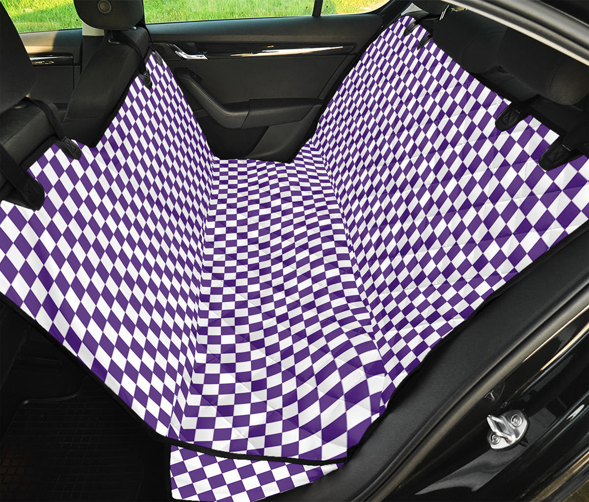 Purple And White Checkered Pattern Print Pet Car Back Seat Cover