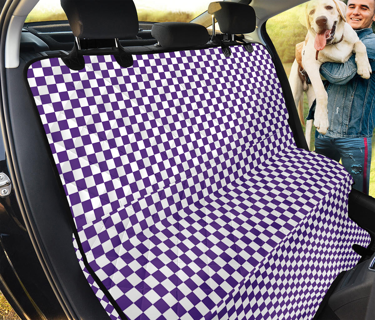 Purple And White Checkered Pattern Print Pet Car Back Seat Cover
