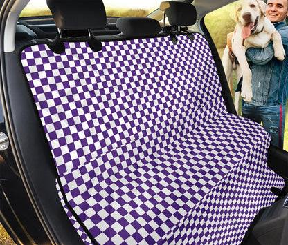 Purple And White Checkered Pattern Print Pet Car Back Seat Cover