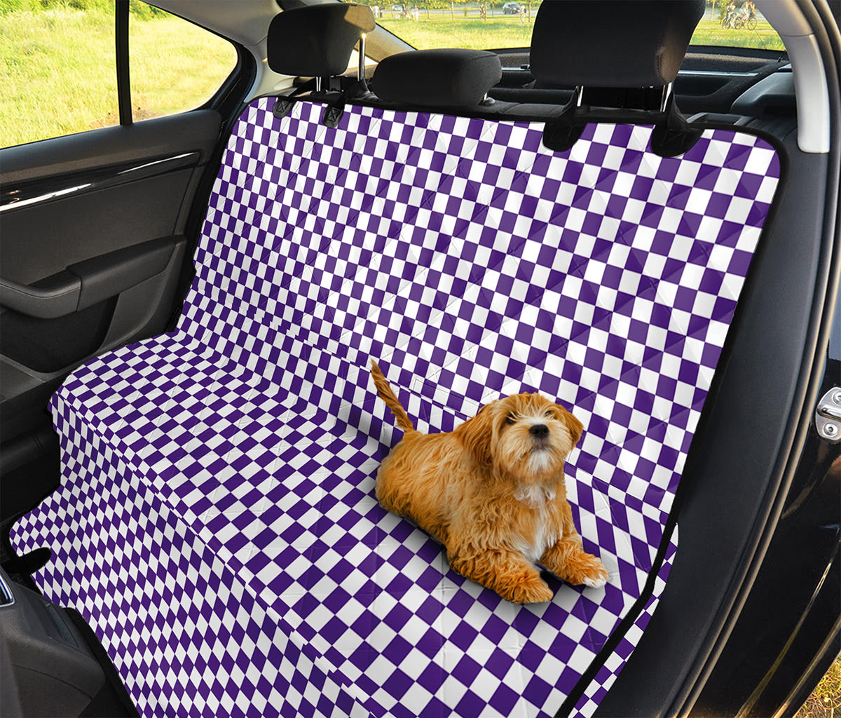 Purple And White Checkered Pattern Print Pet Car Back Seat Cover